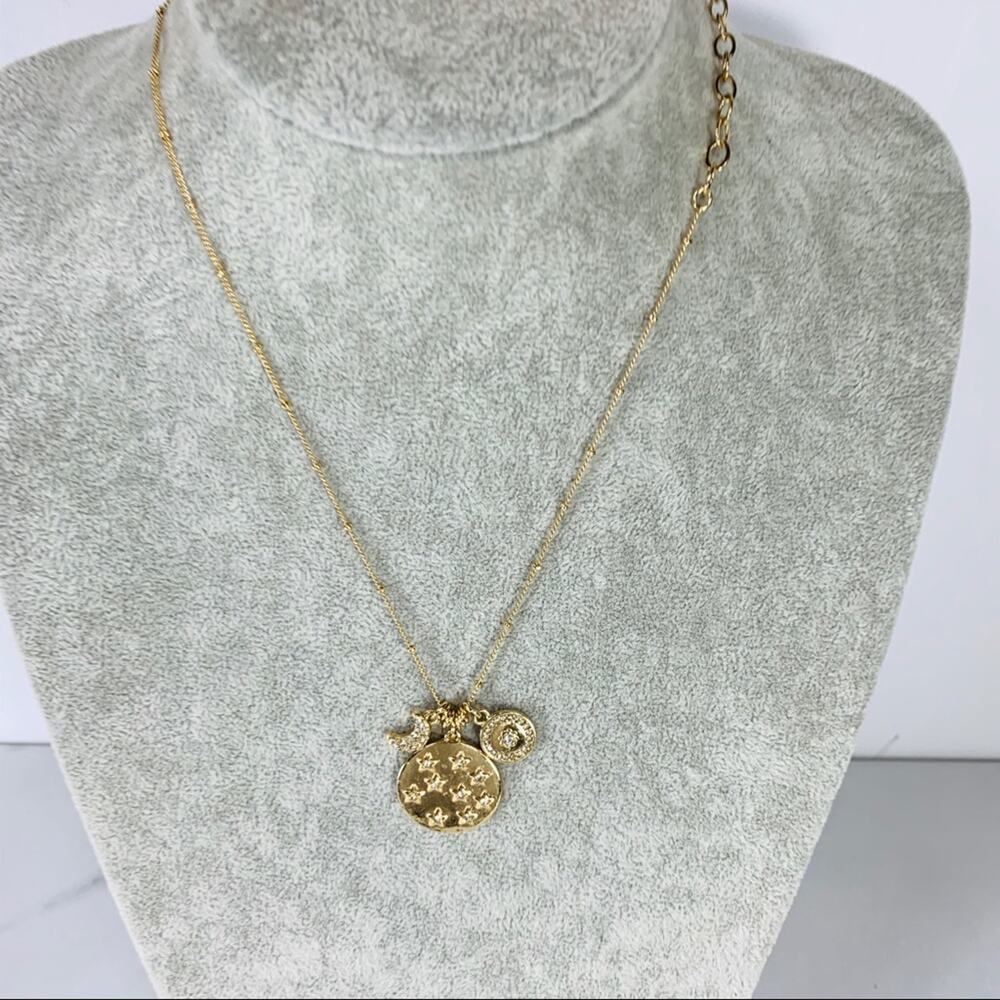 Moon Stars Pendant Chain Necklace Gold 18" NWT